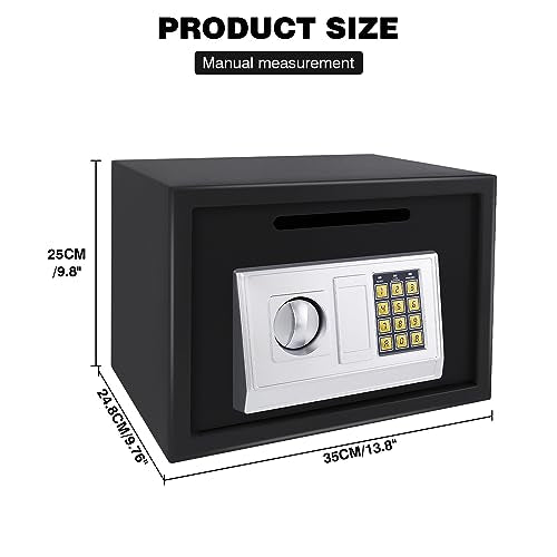 TBLOTYD Home Safe Safe Box Home Safe Fireproof Waterproof Money Box with Digital Pin Code and 2 Manual Key, for Home Hotel Office/Black/4.6L ，Black-16L