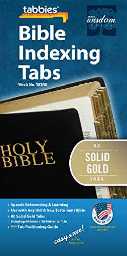 Tabbies Solid Gold Laminated Bible Tabs, 20-Pack Display, 1x1/4in