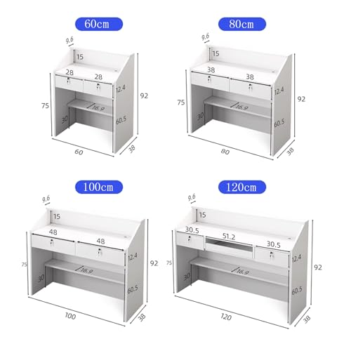 Reception Desk with Counter, Modern Front Desk Reception Room Table with Cable Grommet & Lockable Drawer/Storage Shelf,Retail Counter for Checkout/Lobby/Beauty Salon