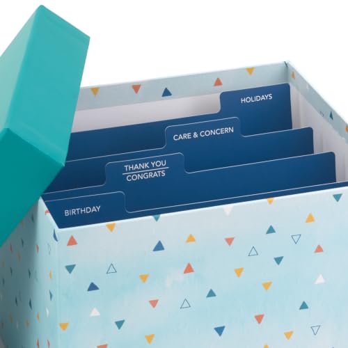 Hallmark Bulk All Occasion Cards, 100-Pack with Organizer (Triangles, Teal)