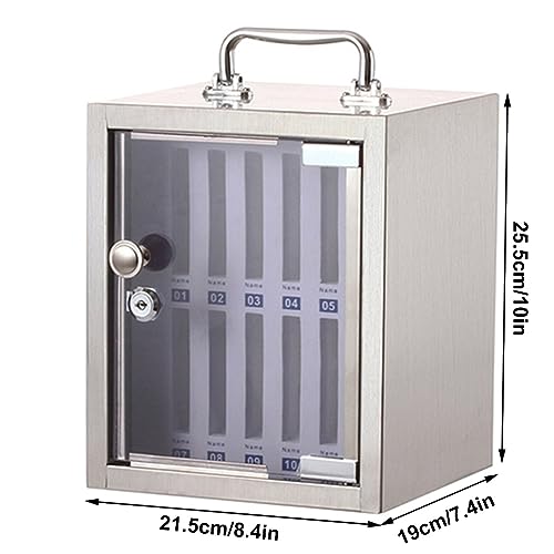 12/24/36/48/60 Slots Wall-Mounted Cell Phone Cabinet Stainless Steel Cell Phones Storage Cabinet Pocket Chart Storage Locker Box With Portable Handle Key Lock & Handwritten Tags ( Color : Silver , Siz