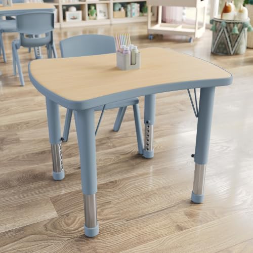 Flash Furniture 26x22 Height Adjustable Activity Table, Natural/Dusty Blue