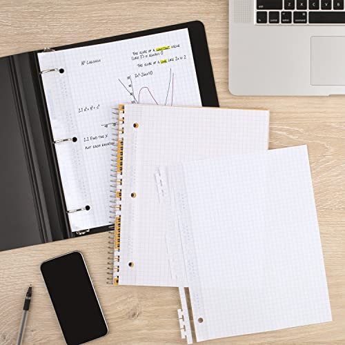 Five Star Reinforced Insertable Graph Ruled Notebook Paper, 6 Pack, White, 8.5 x 11, 75 Sheets per Pack