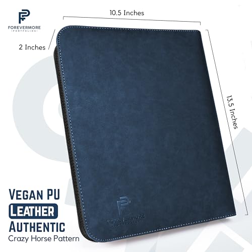Forevermore Portfolio Binder, 1" Removable 3-Ring, Vegan Leather, Blue