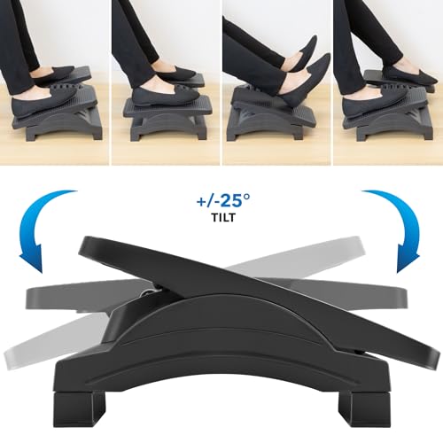 Mount-It! Foot Rest Under Desk, Dual Independent Pedals, Roller & Tilt