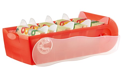 HAN 997 Card Index Box Croco DIN A7 Horizontal with 5 Support Plates and 100 Cards. Rot transluzent