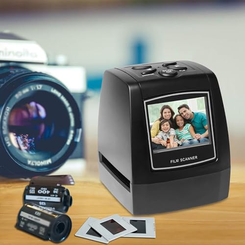 Digital Film Slide Scanner, Film Slide Scanner with 2.36 HD Screen, Convert 35mm, 110mm Films Slides to Digital JPEG, Adjustabel Screen Brightness and Compatible with Multiple Systems, for Travel