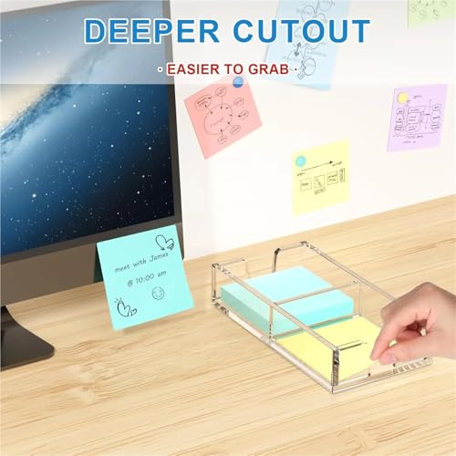 Xuanqiu Acrylic Sticky Note Holder Dispenser 2 Pack for Desk Organizer Office Accessories