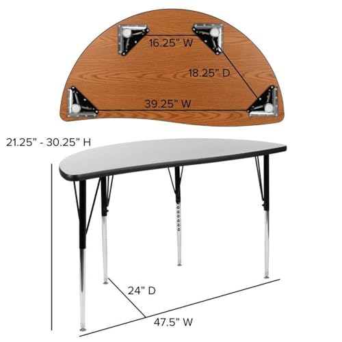 Flash Furniture 3 Piece 76" Oval Wave Collaborative Grey Thermal Laminate Activity Table Set - Standard Height Adjustable Legs