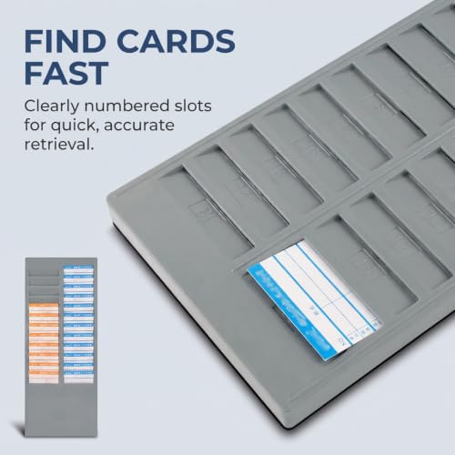 Time Card Holder for Wall Mount * 24 Slots Heavy Duty Plastic Attendance Rack with Numbered Slots for Office Factory School Organization, Blue