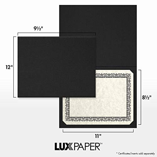 LUXPaper 9.5" x 12" Certificate Holders | Black Linen | 100lb. Cover | 100 Qty