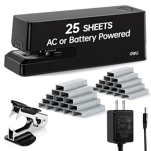 Deli Electric Stapler, Automatic Staplers for Desk, 25-Sheet Capacity