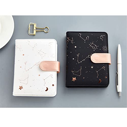 YHdtUO Simplicity High-End Meeting Book Star Leather Snap Stationery Calendar Small Fresh Pad Hand Book,White