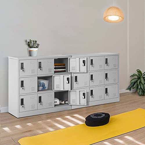 Greenvelly 9 Door Storage Locker for Employee, Metal Locker for Office, Gym, Shool, Lockable Black Steel Locker with Lock and Card Slot for Home,Garage