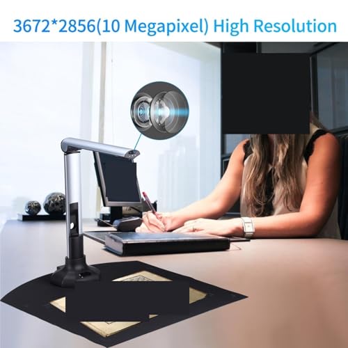 Document Camera, BK52 Portable Book and Document Camera Scanner, A3 HD USB 2.0 Capture with LED Light for ID Cards, Passport, Books, Watermark, Increase Efficiency for Live Demo