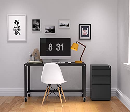 Office Dimensions 20 Inch Deep Metal Mobile Pedestal File 3 Drawer Box-Box-File with Full Width Pull, for Home and Office, Holds Letter Width Hanging Folders, Charcoal