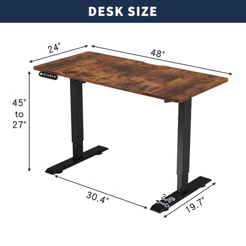 Clyrava 55 Inch Seamless Standing Computer Desk, Electric Height Adjustable Table for Home Office Multi Monitor Use, Quick Assembly (Brown)