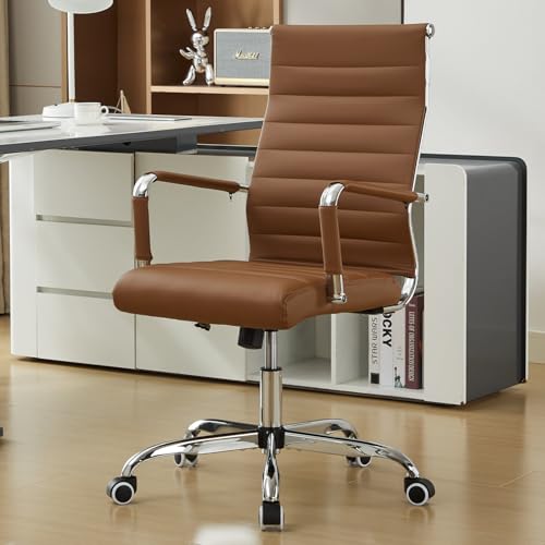 Seanail Office Desk Chair Leather, Conference Room Chairs with Wheels, Modern Executive Computer Guest Chairs with Arms.