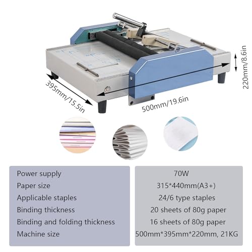 Xghwnpd Electric Paper Folder, Linear Automatic Stapler, A3 Binding and Creasing for Efficient Office, School and Home Use