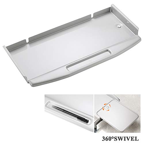 ACXZ Metal Keyboard Tray and 360°Swivel Mouse Platform Under Desk, Computer Keyboard Drawer, for Home, Office, White, Black