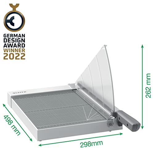 Leitz Precision Home Office A4 Lever Cutter, up to 10 Sheets, Paper Cutter with 305 mm Cutting Length, Precision Steel Blade, Alignment Aid with Edge Lighting, Blade Protection, 90190000