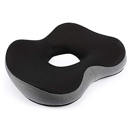 GIENEX Seat Cushion Pillow for Office Chair - 100% Memory Foam Firm Coccyx Pad - Sciatica, Lower Back Pain Relief - Contoured Posture Corrector for Car, Wheelchair, Computer and Desk Chair