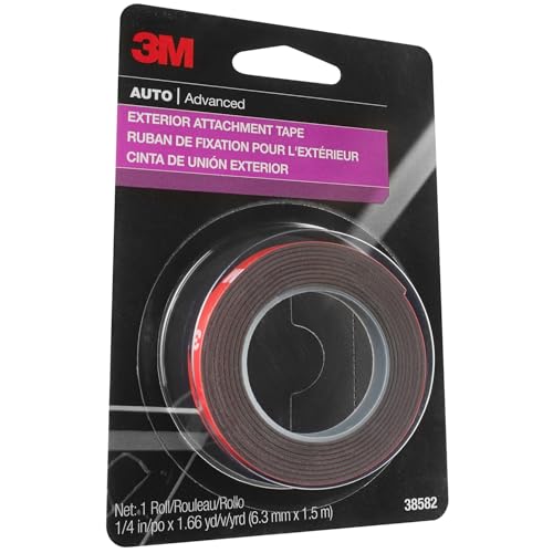 3M Auto Exterior Attachment Tape, 1/4 in x 5 ft, Heavy Duty Double-Sided Automotive Tape for Car Trim, Moldings, Emblems, and Badges (Pack of 24, 38582)