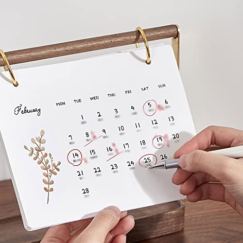 2022 Calendar Wooden Desk Calendar 2022 Creative Calendar Desktop 2022 Desktop Calendar Desk Accessories Standing Flip Desk Calendar (Color : 2) (1)