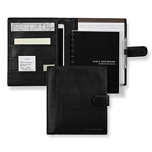 Levenger Softolio 2.0 – Black Leather Discbound Portfolio, Letter Size (10.88" x 12.25"), Full-Grain Leather, Magnetic Tab Closure, Includes Freeleaf Annotation Ruled Pad, Zippered Pocket for Tablets up to 10"