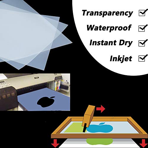 36"x100' 1 Roll Screen Printing Film Waterproof Inkjet Transparent Film for Water-based Pigment and Dye Printers