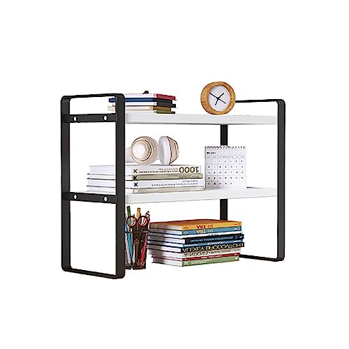 AMUFJJ Desk Book Organizer，Living Room Bedroom Dormitories Wooden Magazines Rack，2 Tier File Folder Holder for Storage Newspapers Invoices Letters(Black,36x20x30cm)