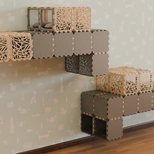 Oakland Living Bion Modular Cube – 10-Cube Set | Solid Structural Blocks for Furniture & Décor–Grey