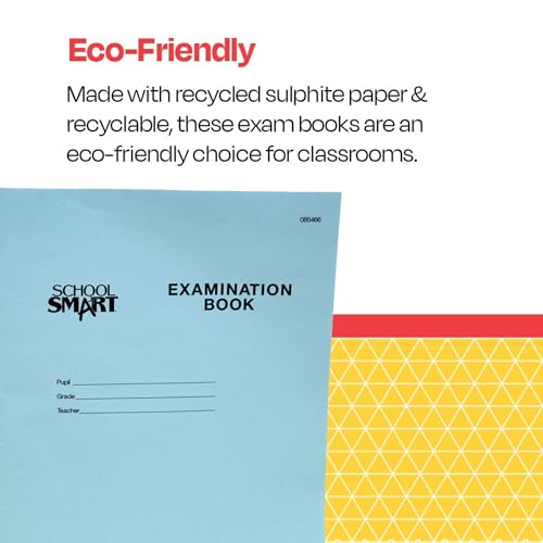 School Smart Examination Blue Book with 8 Pages, 8-1/2 x 11 Inches, Pack of 100 Books