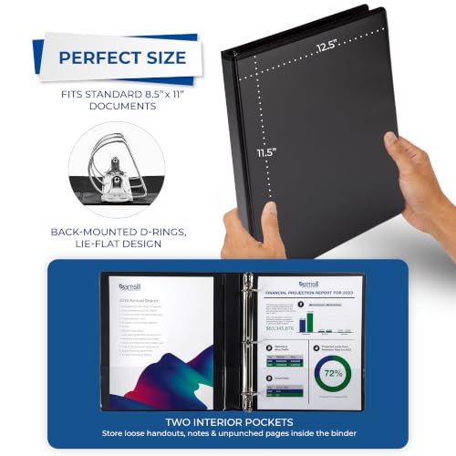 Samsill Durable 0.5 Inch Binder, D Ring Binder, Customizable Clear View Cover, Black, 24 Pack, Each Holds 125 Pages