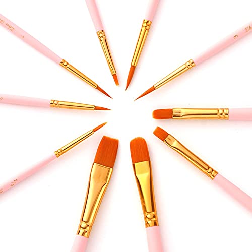 UOHLCX HBJWOV 10 Pack Paint Brushes Set Wooden Handle for Art Acrylic Gouache Oil Watercolor Artist Canvas Synthetic Nylon Tips(Black-JoJo's Bizarre Adventure1)