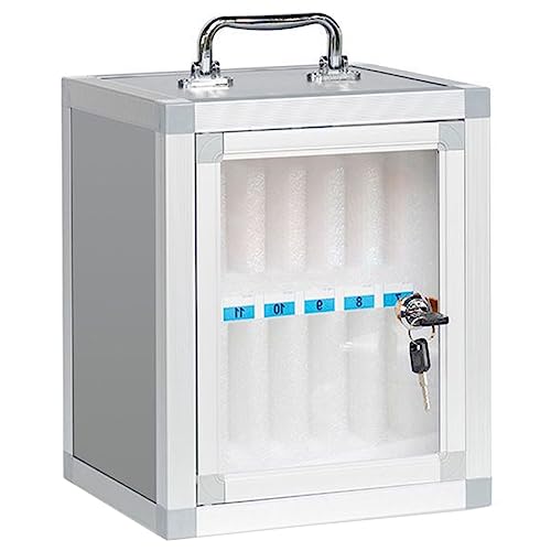 FENOKD Cell Phones Storage Cabinet 12/24/32/48/60 Slots Aluminum Alloy Cell Phones Holder Storage Box Mobile Phones Desktop Organizer Wall-Mounted Pocket Chart Storage，12