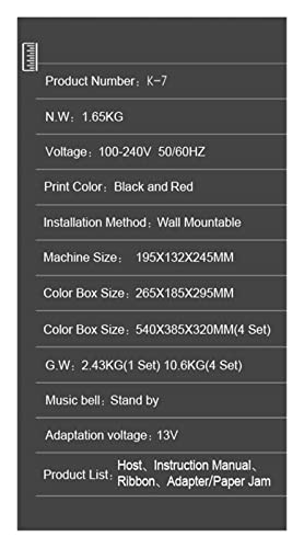 GFAZXDS Clocking in Machine, Attendance Machine K-7 Time Clocks for Employees Small Business, English Version Time Card Machine Paper Card Sign-in Clock for Employees