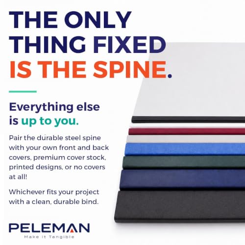 Custom Spine Covers for Thermal Binding – Binder Spine Only for 20–340 Sheets – Use with Any Thermal Binding Machine – Portrait & Landscape – Peleman (Navy, 80 Sheets Max - 80/Box)