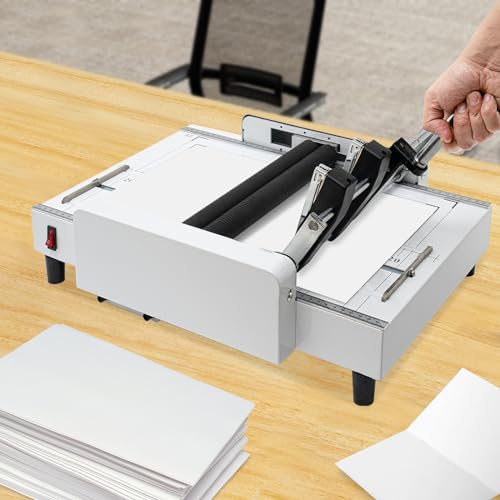 A3 Booklet Folding Binding Machine, 110V 60W Paper Folding and Binding Machine, Booklet Folder Stapler 2 in 1 Multifunctional Automatic Book Maker Stapling Machine for Schools, Print Stores, Offices