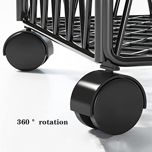 Computer Cart with CPU Holder Mobile CPU Stand Holder, Metal PC Tower Stand Cart, Floor PC Stand CPU Holder with 4 Caster Wheels Under Desk, for Home Office Mobile IT Support Platform(Black)