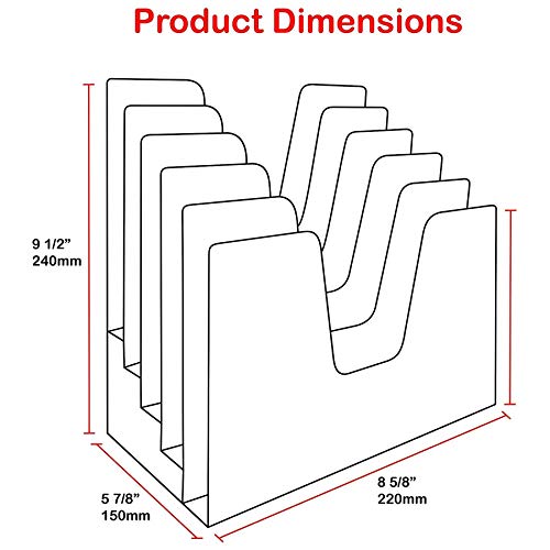 Acrimet 5 Section Incline File Sorter Organizer, Desktop Mail Holder, Red