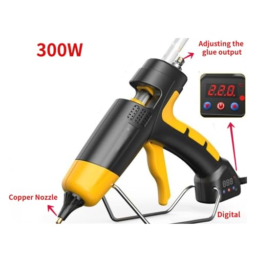 Hot Glue Gun, Hot Silicone Gun, 300W Melt Glue, Digital Display, Temperature Adjustable Copper Nozzle, 11mm Pens, DIY Tool,cordless hot glue gun(300w-switch-r,Meddium)