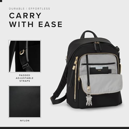TUMI Voyageur Halsey Backpack, Holds Up to 14" Screens, Black and Gold