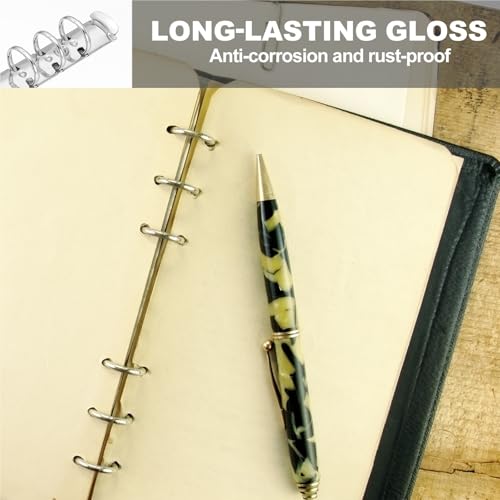 A5 ring binder Ring Binder Mechanism 6 Pieces A6 Hole Spines for Planners and Binders(A6 Gold Tone)