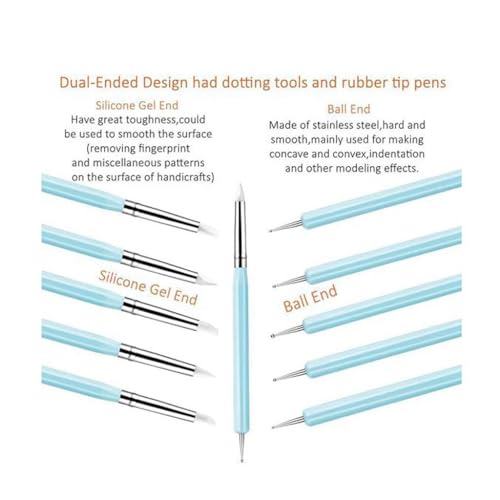 QVEZPRYX Clay Tools Set 19 Carving Ceramic Silicone Spot Drill Pen Indentation