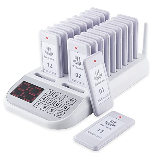 YYCALLING Restaurant Pager System,Social Distancing Buzzer 20 Pagers(White)