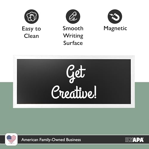 Ilyapa Extra Large Magnetic Chalk Board for Wall - Hanging Sandwich Menu Signs for Restaurant, Cafe, Food Truck, or Kitchen - 58x25 Inches - White