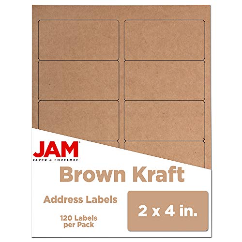 JAM PAPER Shipping Address Labels - Standard Mailing - 2 x 4 - Brown Kraft - 20 Packs of 120