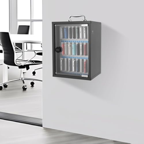 Cell Phone Lock Box, Steel Password Lock Mobile Phone Storage Cabinet, Cell Phone Storage Box, Mobile Phone Safe for Classroom, Gym Office(19.5x21x48cm)