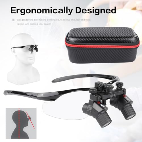 Adegbojo 3X/4X Ergo Binocular Loupes Magnifying Glasses,Ergonomic Magnifier Pupil Distance Adjustable (4X)